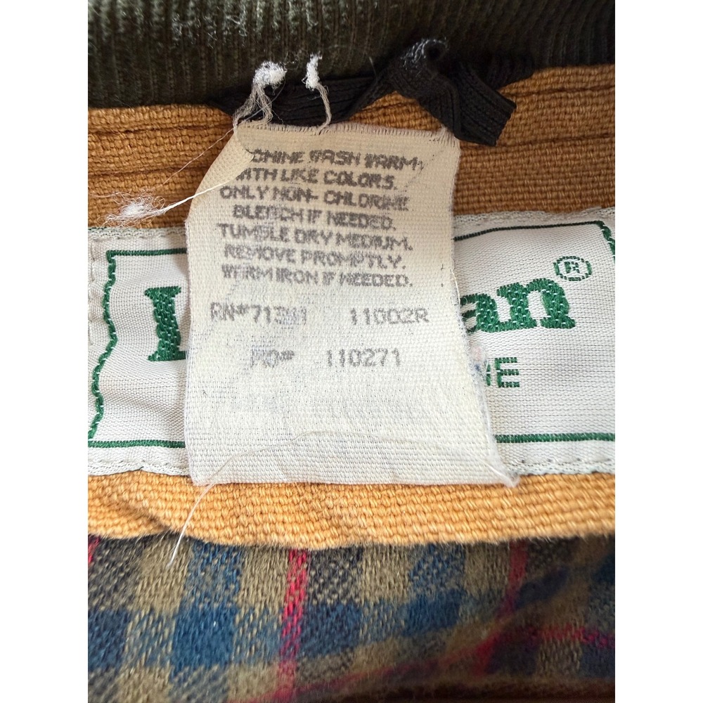 LL Bean Original Field Coat Mens Lrg Tan Excellent Primaloft Flannel Lined H147. - Picture 9 of 10